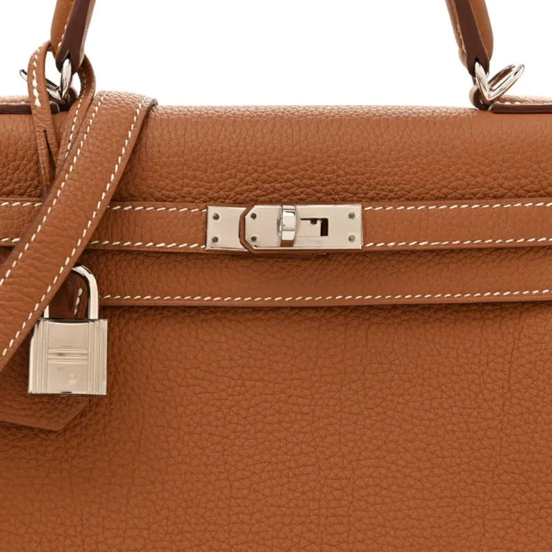 HERM??S KELLY RETOURNE 25 BROWN TOGO LEATHER PALLADIUM HARDWARE - Image 9