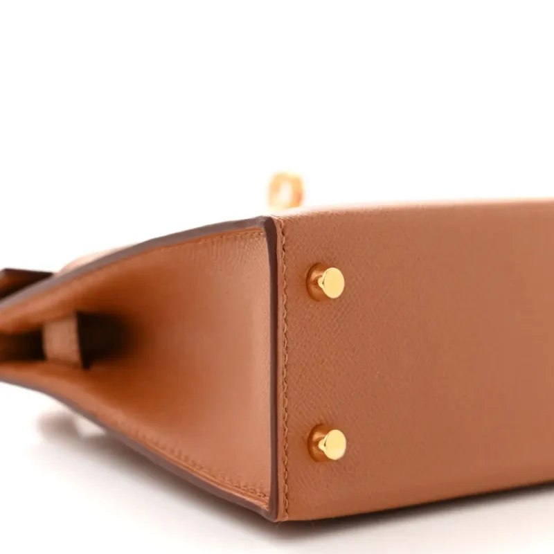 HERM??S MINI KELLY SELLIER TOUCH 20 BROWN MADAME CALFSKIN & MATTE ALLIGATOR LEATHER GOLD HARDWARE - Image 5