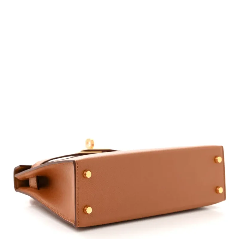 HERM??S MINI KELLY SELLIER TOUCH 20 BROWN MADAME CALFSKIN & MATTE ALLIGATOR LEATHER GOLD HARDWARE - Image 6