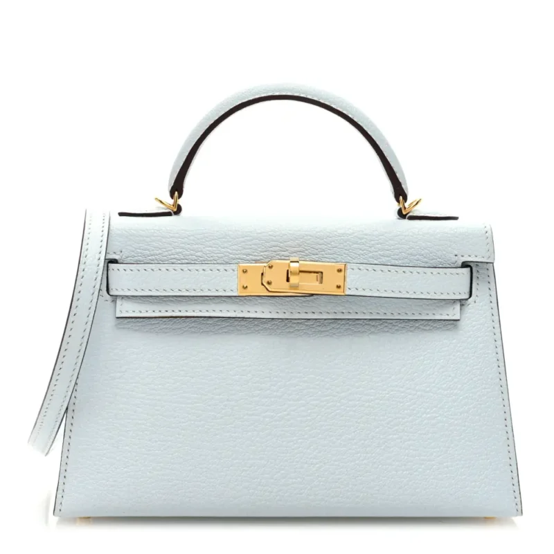 HERM??S MINI KELLY SELLIER 20 BLEU BRUME CH??VRE MYSORE LEATHER PERMABRASS HARDWARE