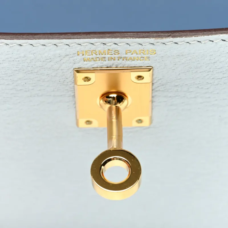 HERM??S MINI KELLY SELLIER 20 BLEU BRUME CH??VRE MYSORE LEATHER PERMABRASS HARDWARE - Image 2