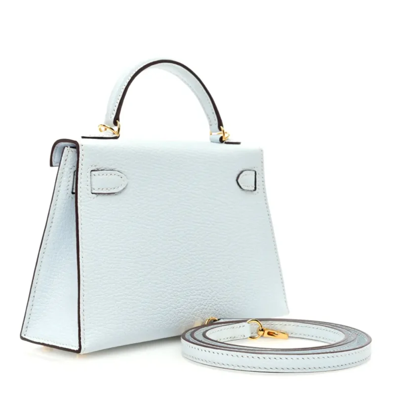 HERM??S MINI KELLY SELLIER 20 BLEU BRUME CH??VRE MYSORE LEATHER PERMABRASS HARDWARE - Image 3