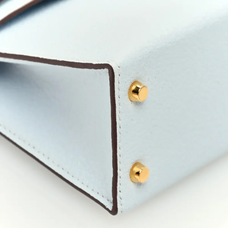 HERM??S MINI KELLY SELLIER 20 BLEU BRUME CH??VRE MYSORE LEATHER PERMABRASS HARDWARE - Image 4
