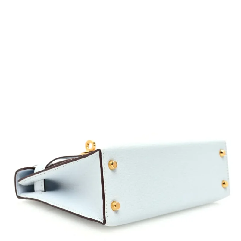 HERM??S MINI KELLY SELLIER 20 BLEU BRUME CH??VRE MYSORE LEATHER PERMABRASS HARDWARE - Image 6