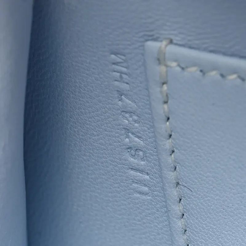 HERM??S MINI KELLY SELLIER 20 BLEU BRUME CH??VRE MYSORE LEATHER PERMABRASS HARDWARE - Image 8