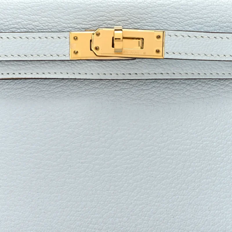 HERM??S MINI KELLY SELLIER 20 BLEU BRUME CH??VRE MYSORE LEATHER PERMABRASS HARDWARE - Image 9