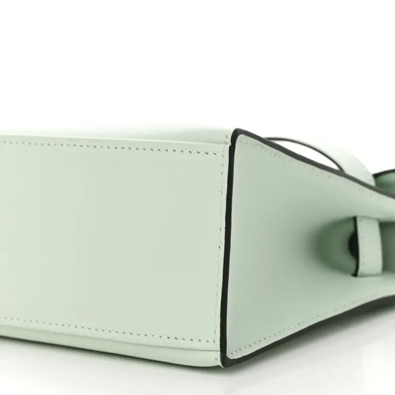 HERM??S KELLY POCHETTE CLUTCH VERT PEPPERMINT SWIFT LEATHER PALLADIUM HARDWARE - Image 4