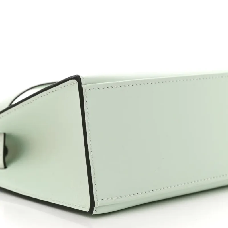 HERM??S KELLY POCHETTE CLUTCH VERT PEPPERMINT SWIFT LEATHER PALLADIUM HARDWARE - Image 5