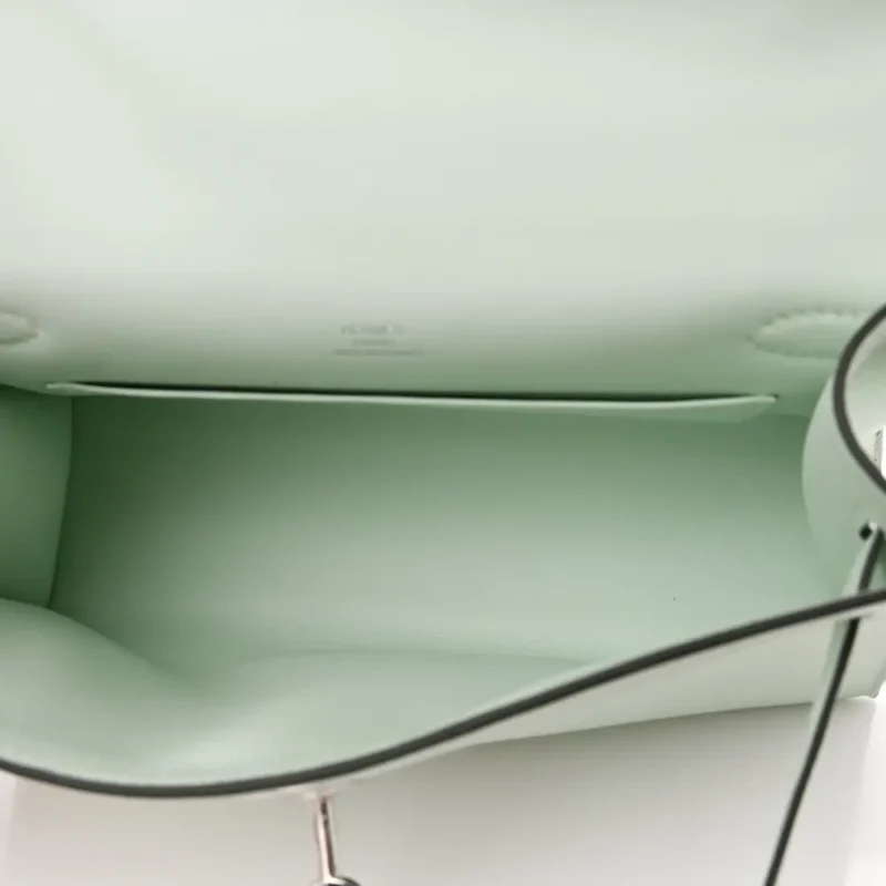 HERM??S KELLY POCHETTE CLUTCH VERT PEPPERMINT SWIFT LEATHER PALLADIUM HARDWARE - Image 7