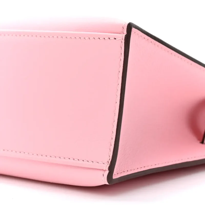 HERM??S KELLY POCHETTE CLUTCH ROSE SAKURA SWIFT LEATHER SILVER HARDWARE - Image 4