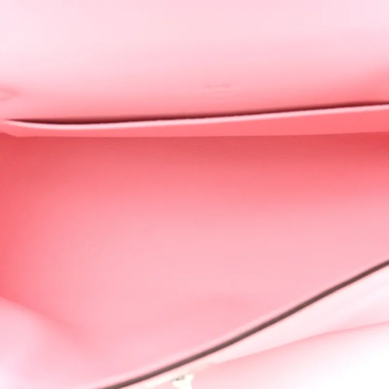 HERM??S KELLY POCHETTE CLUTCH ROSE SAKURA SWIFT LEATHER SILVER HARDWARE - Image 7