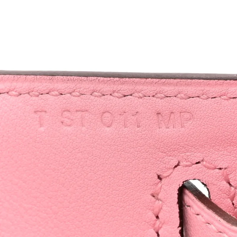 HERM??S KELLY POCHETTE CLUTCH ROSE SAKURA SWIFT LEATHER SILVER HARDWARE - Image 8