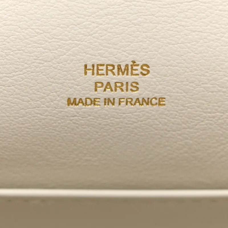 HERM??S KELLY POCHETTE CLUTCH WHITE SWIFT LEATHER GOLD PALLADIUM HARDWARE - Image 2