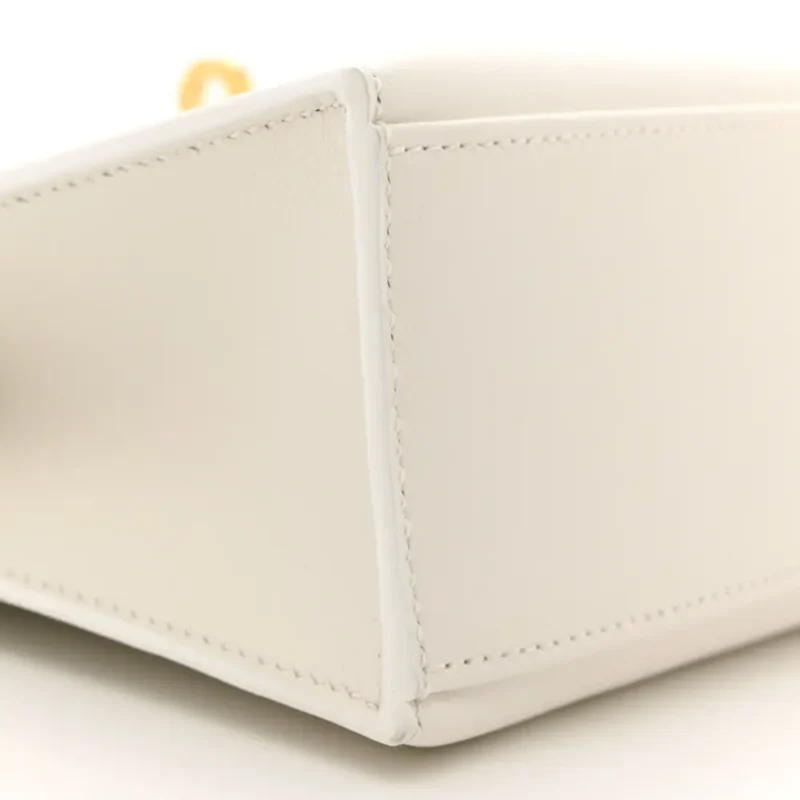 HERM??S KELLY POCHETTE CLUTCH WHITE SWIFT LEATHER GOLD PALLADIUM HARDWARE - Image 4