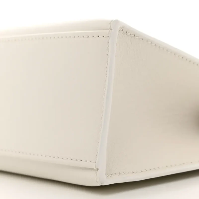 HERM??S KELLY POCHETTE CLUTCH WHITE SWIFT LEATHER GOLD PALLADIUM HARDWARE - Image 5