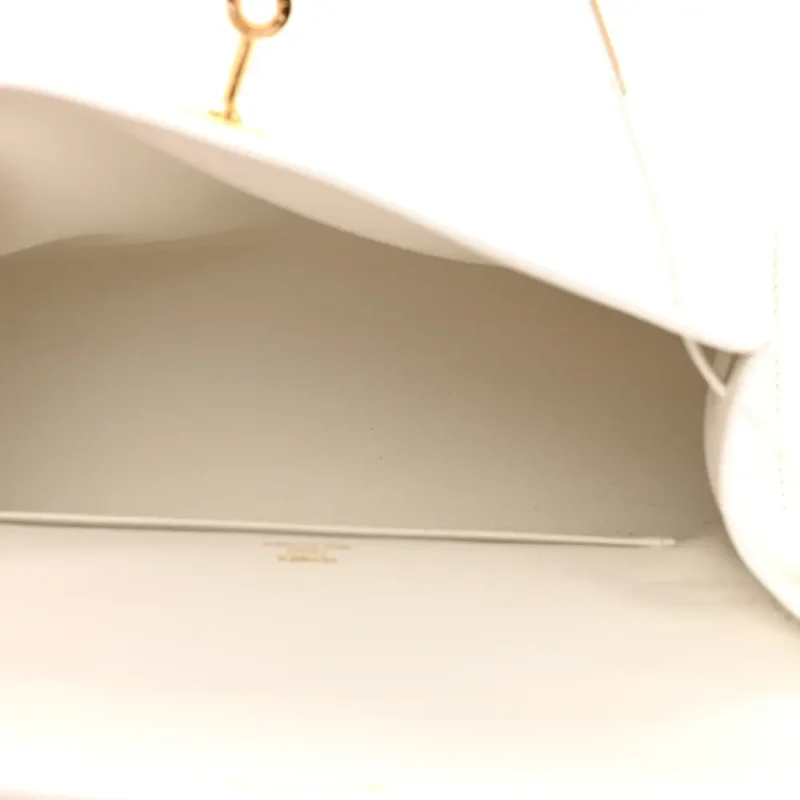 HERM??S KELLY POCHETTE CLUTCH WHITE SWIFT LEATHER GOLD PALLADIUM HARDWARE - Image 7