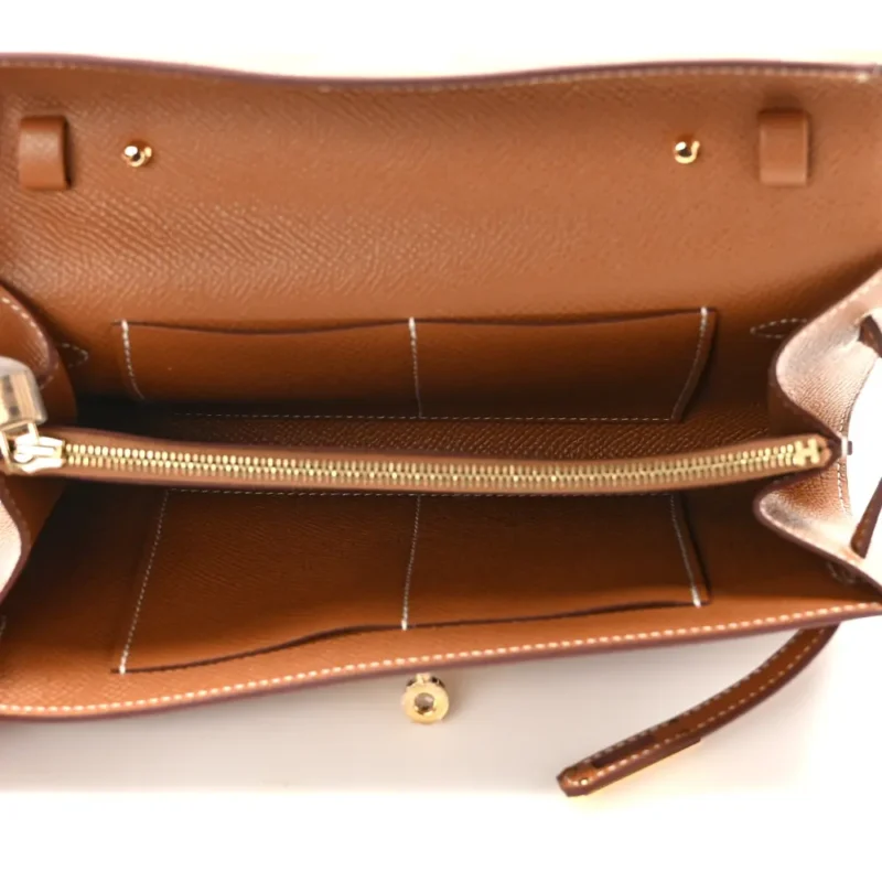 HERM??S KELLY LONG WALLET TO GO BROWN EPSOM LEATHER GOLD HARDWARE - Image 7