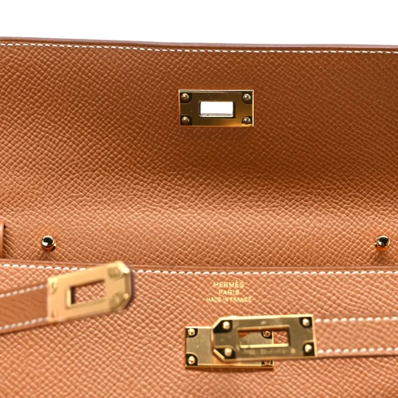 HERM??S KELLY LONG WALLET TO GO BROWN EPSOM LEATHER GOLD HARDWARE - Image 9