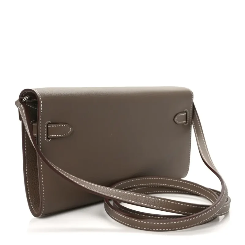 HERM??S KELLY WALLET TO GO ETOUPE EVERCOLOR LEATHER PALLADIUM HARDWARE - Image 3