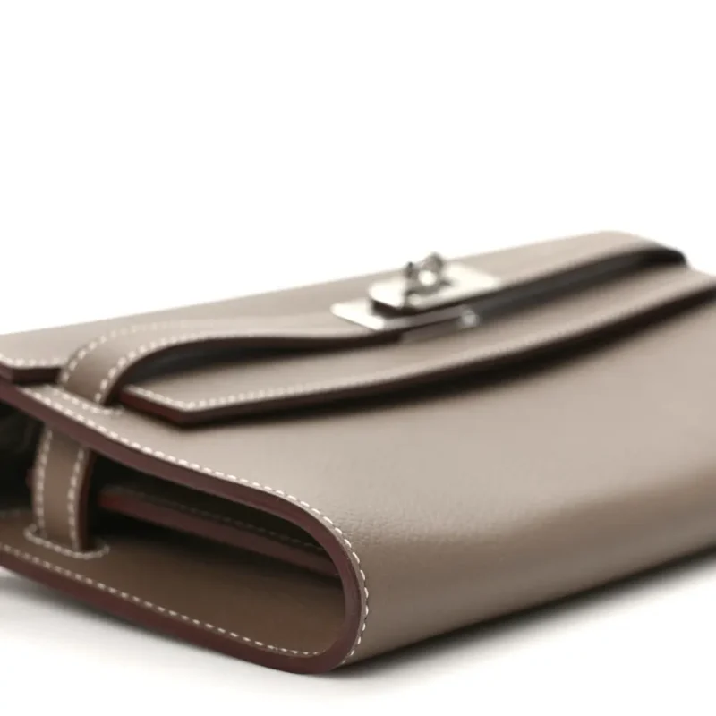 HERM??S KELLY WALLET TO GO ETOUPE EVERCOLOR LEATHER PALLADIUM HARDWARE - Image 4