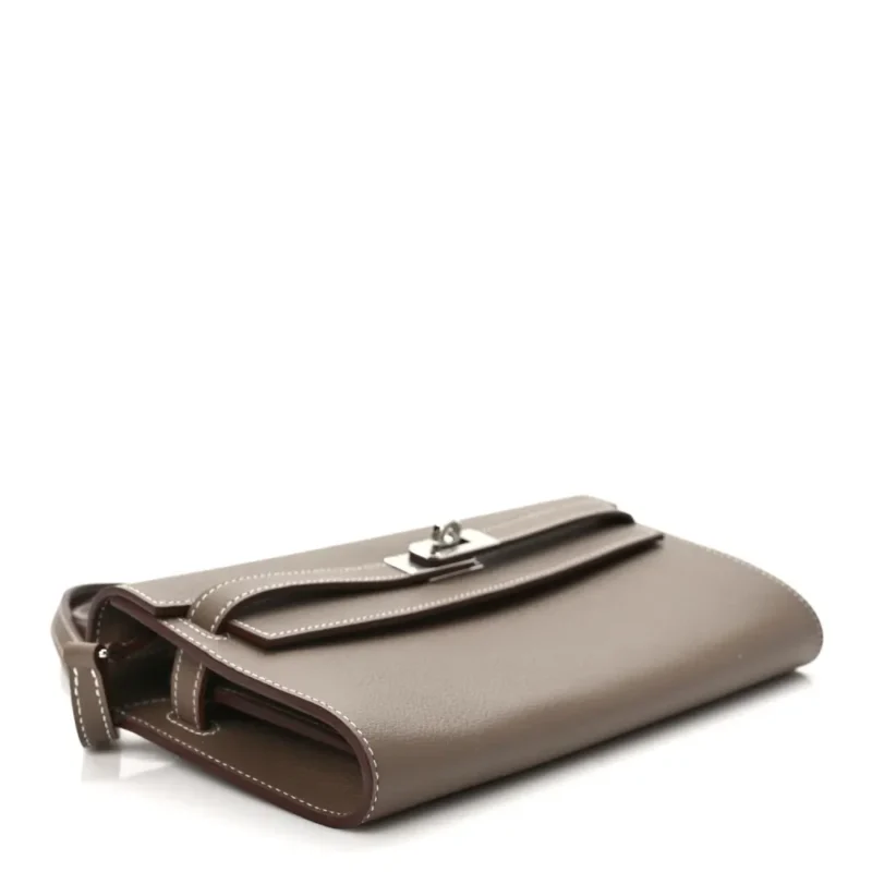 HERM??S KELLY WALLET TO GO ETOUPE EVERCOLOR LEATHER PALLADIUM HARDWARE - Image 6