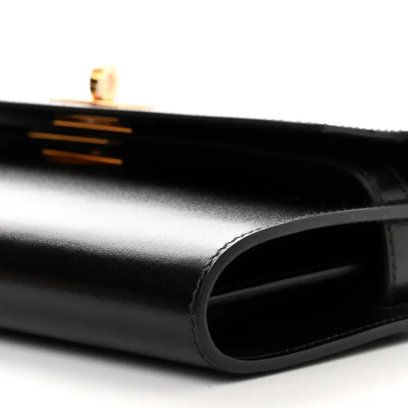 HERM??S KELLY WALLET TO GO BLACK BOX LEATHER GOLD HARDWARE - Image 4