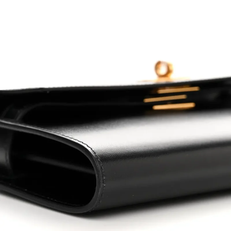 HERM??S KELLY WALLET TO GO BLACK BOX LEATHER GOLD HARDWARE - Image 5