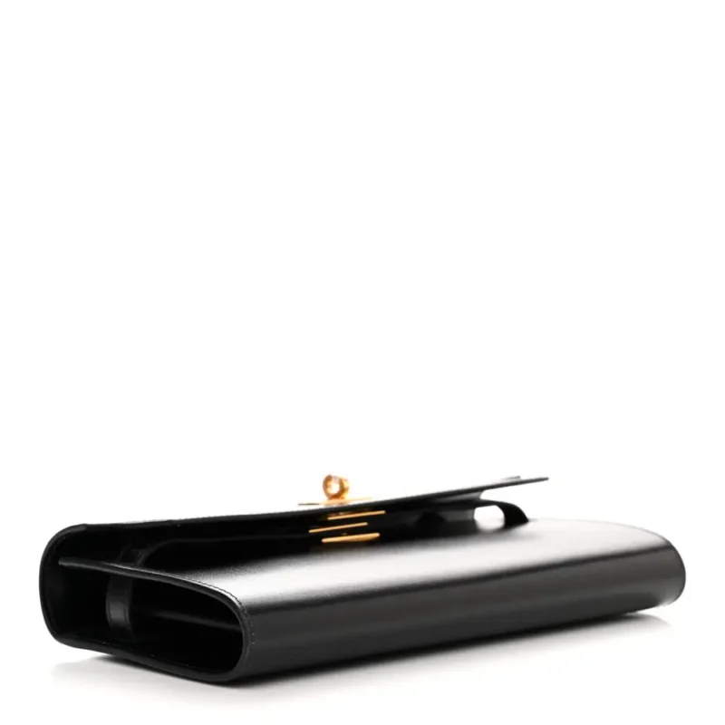 HERM??S KELLY WALLET TO GO BLACK BOX LEATHER GOLD HARDWARE - Image 6