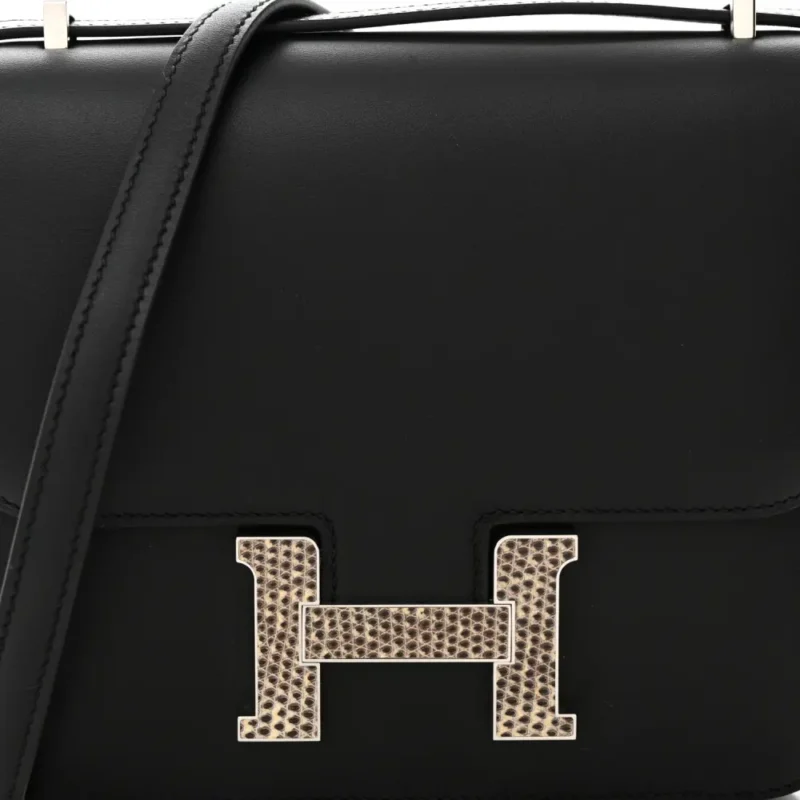 HERM??S CONSTANCE 18 BLACK OMBRE VEAU MONSIEUR & LIZARD LEATHER PALLADIUM SILVER HARDWARE - Image 9