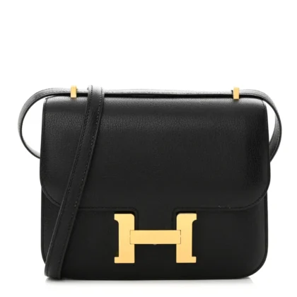 HERM??S CONSTANCE 18 BLACK CH??VRE MYSORE LEATHER ROSE GOLD HARDWARE
