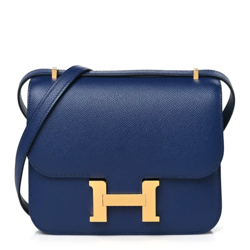 HERM??S CONSTANCE 18 BLEU SAPHIR EPSOM LEATHER GOLD HARDWARE