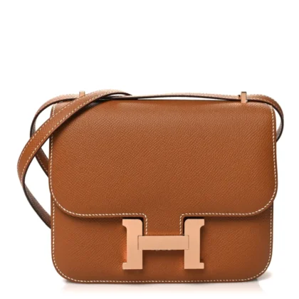 HERM??S CONSTANCE 18 BROWN EPSOM LEATHER ROSE GOLD HARDWARE