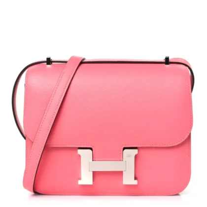 HERM??S CONSTANCE 18 ROSE AZAL??E EVERCOLOR LEATHER PALLADIUM HARDWARE