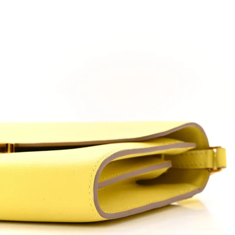HERM??S CONSTANCE WALLET TO GO LIME EVERCOLOR LEATHER GOLD HARDWARE - Image 5