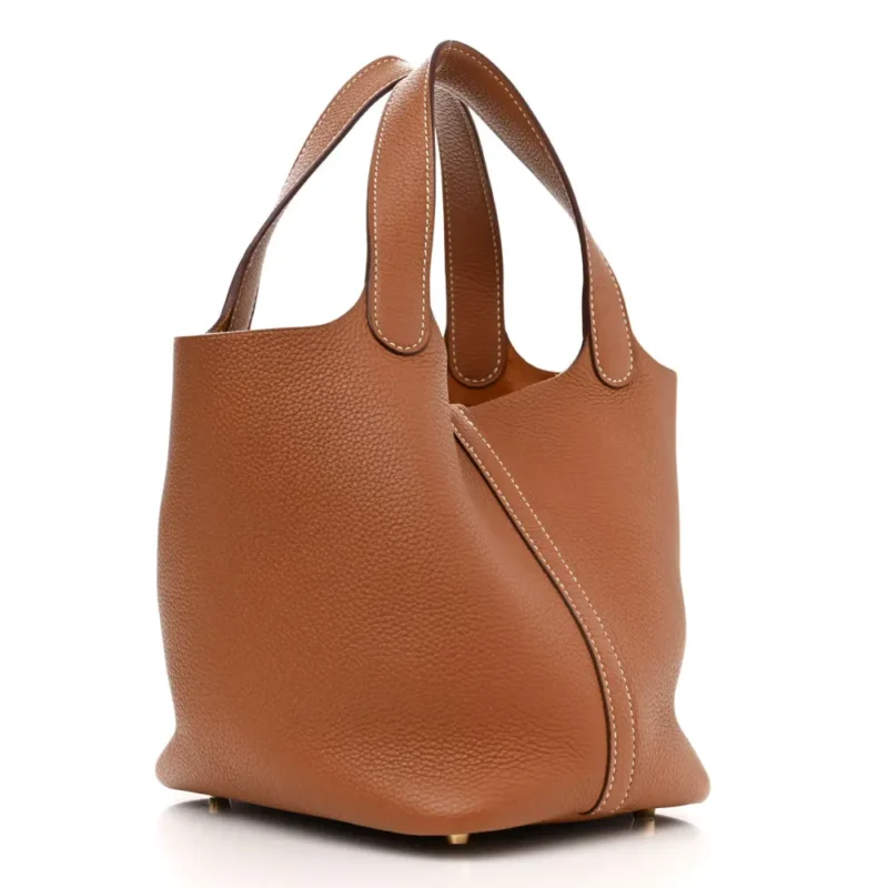 HERM??S PICOTIN LOCK 18 PM BROWN TAURILLON CLEMENCE LEATHER GOLD HARDWARE - Image 3
