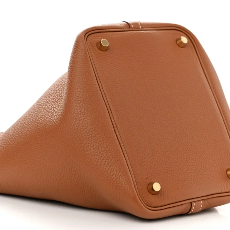 HERM??S PICOTIN LOCK 18 PM BROWN TAURILLON CLEMENCE LEATHER GOLD HARDWARE - Image 4