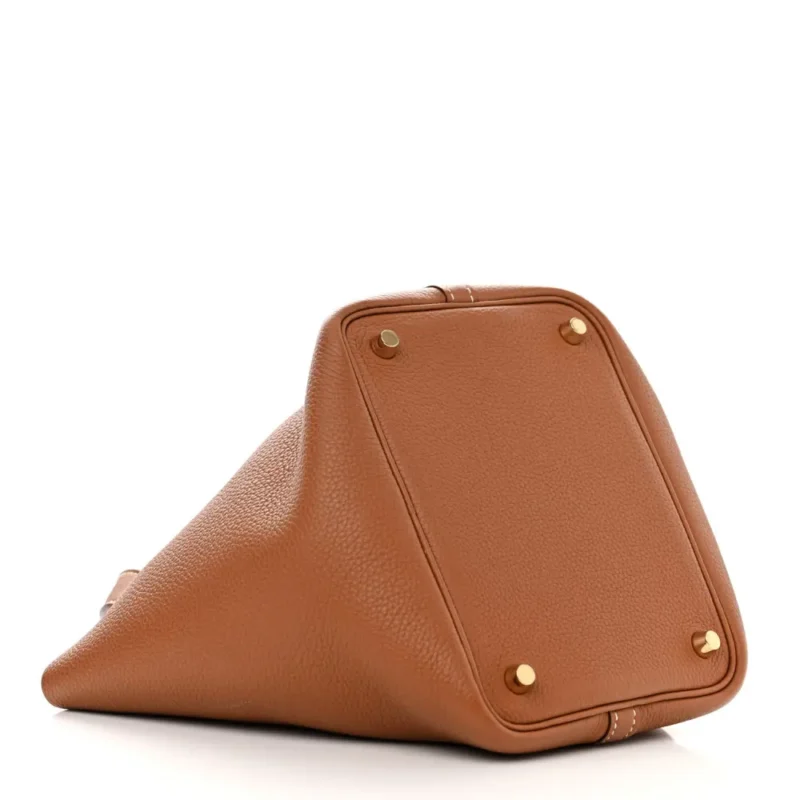 HERM??S PICOTIN LOCK 18 PM BROWN TAURILLON CLEMENCE LEATHER GOLD HARDWARE - Image 6