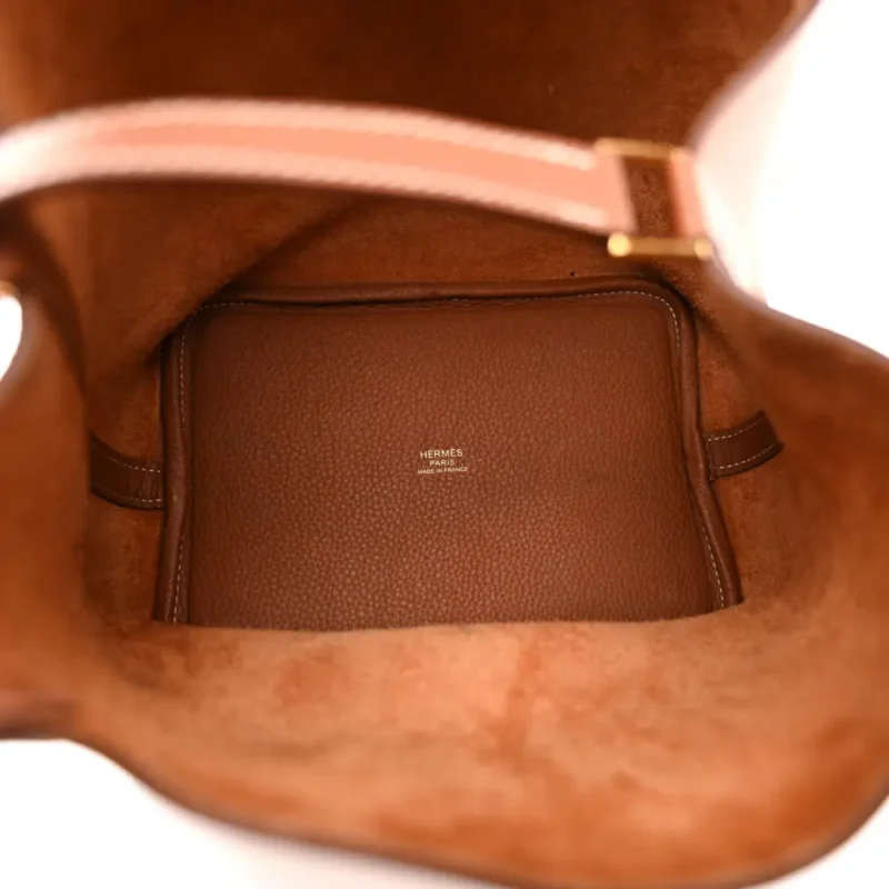 HERM??S PICOTIN LOCK 18 PM BROWN TAURILLON CLEMENCE LEATHER GOLD HARDWARE - Image 7