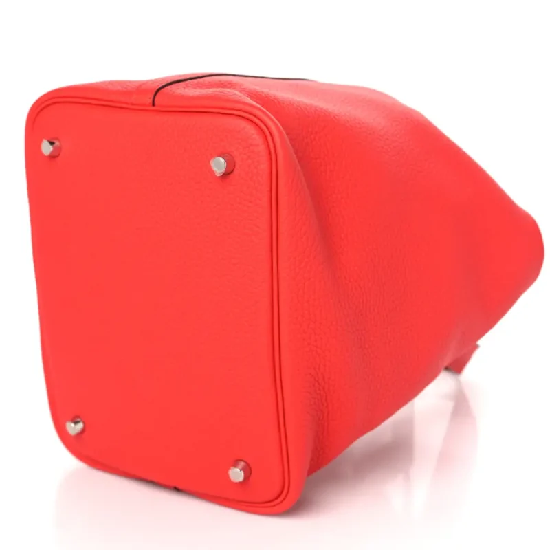 HERM??S PICOTIN LOCK 22 MM ROUGE CASAQUE TAURILLON CLEMENCE LEATHER GOLD HARDWARE - Image 4