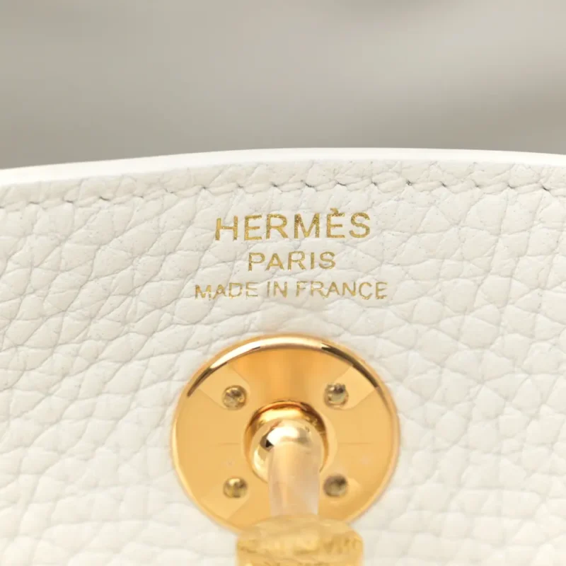 HERM??S MINI LINDY 20 NEW WHITE TAURILLON CLEMENCE LEATHER GOLD HARDWARE - Image 2