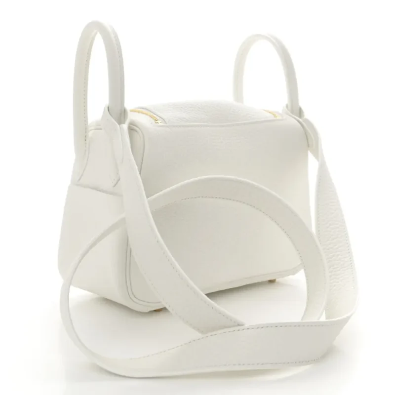 HERM??S MINI LINDY 20 NEW WHITE TAURILLON CLEMENCE LEATHER GOLD HARDWARE - Image 3