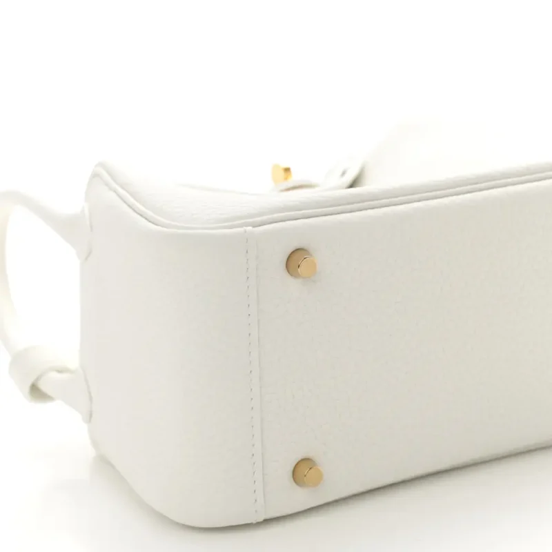 HERM??S MINI LINDY 20 NEW WHITE TAURILLON CLEMENCE LEATHER GOLD HARDWARE - Image 4