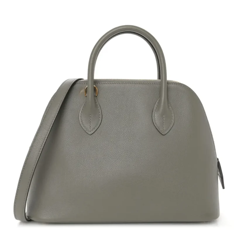 HERM??S 1923 BOLIDE 25 GRIS MEYER EVERCOLOR LEATHER GOLD PALLADIUM HARDWARE
