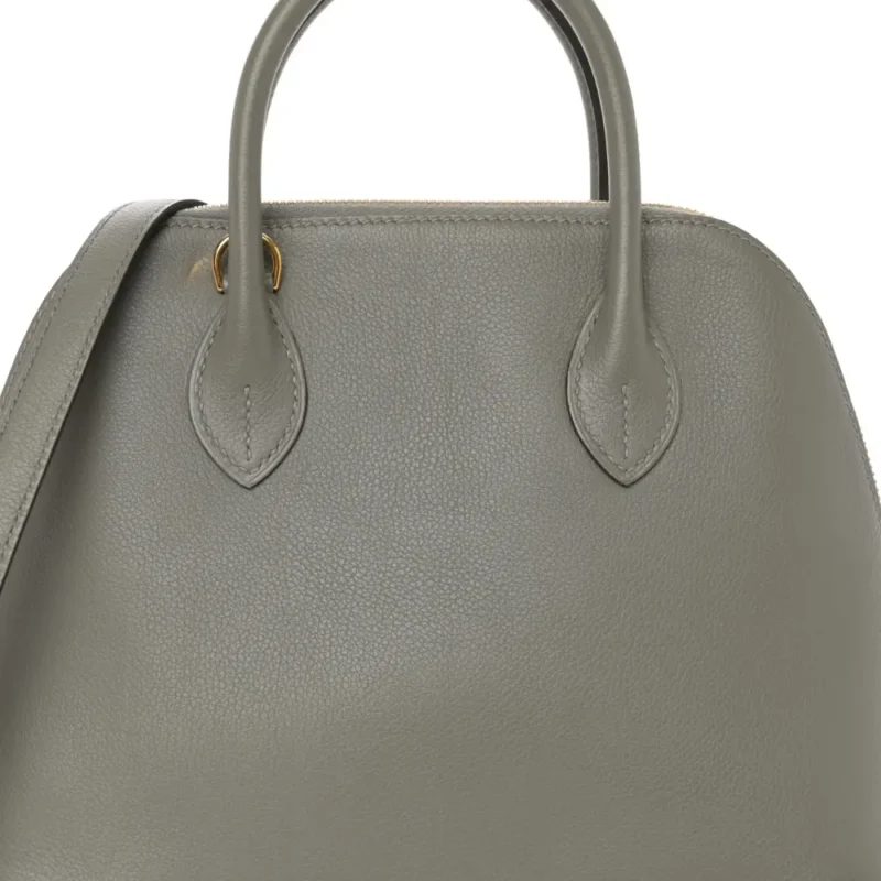HERM??S 1923 BOLIDE 25 GRIS MEYER EVERCOLOR LEATHER GOLD PALLADIUM HARDWARE - Image 9