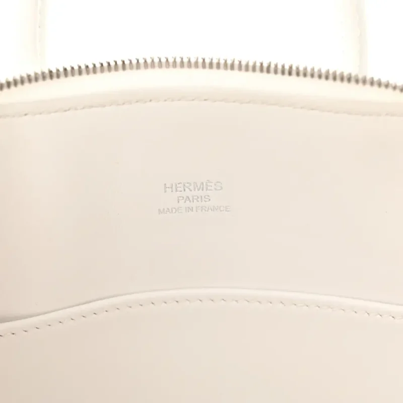 HERM??S MINI 1923 BOLIDE WHITE EVERCOLOR LEATHER SILVER HARDWARE - Image 2