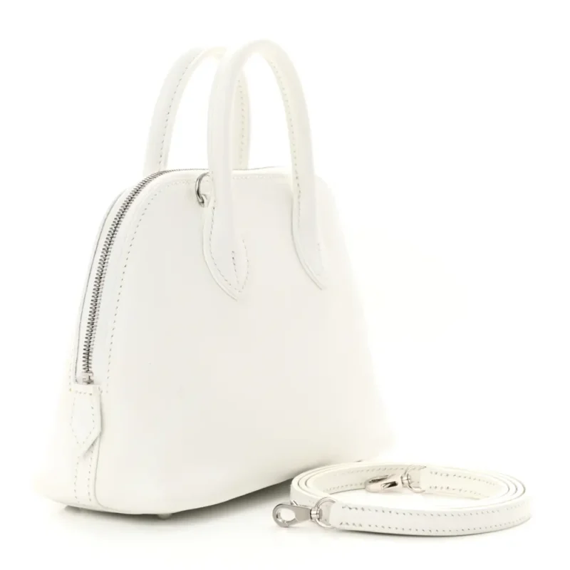 HERM??S MINI 1923 BOLIDE WHITE EVERCOLOR LEATHER SILVER HARDWARE - Image 3