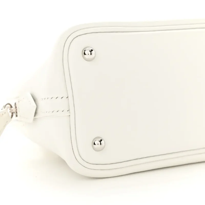 HERM??S MINI 1923 BOLIDE WHITE EVERCOLOR LEATHER SILVER HARDWARE - Image 4