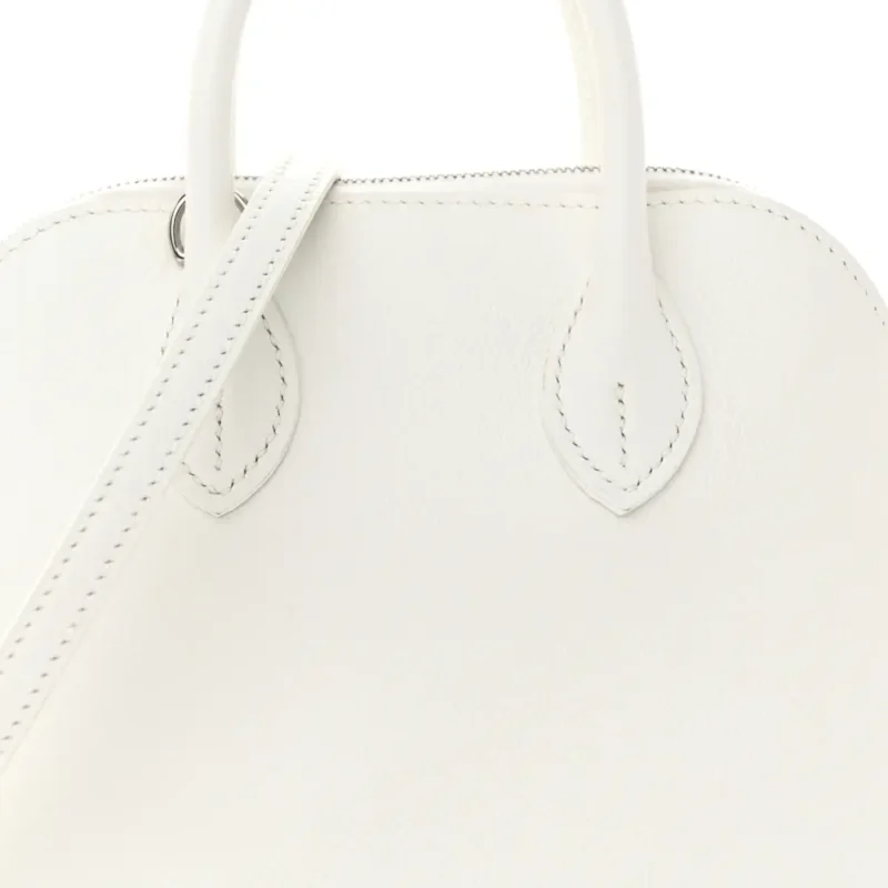 HERM??S MINI 1923 BOLIDE WHITE EVERCOLOR LEATHER SILVER HARDWARE - Image 9