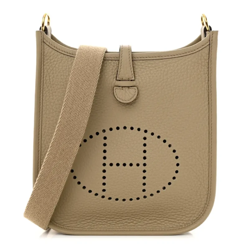 HERM??S AMAZONE EVELYNE TPM BEIGE MARFA TAURILLON CLEMENCE LEATHER GOLD HARDWARE