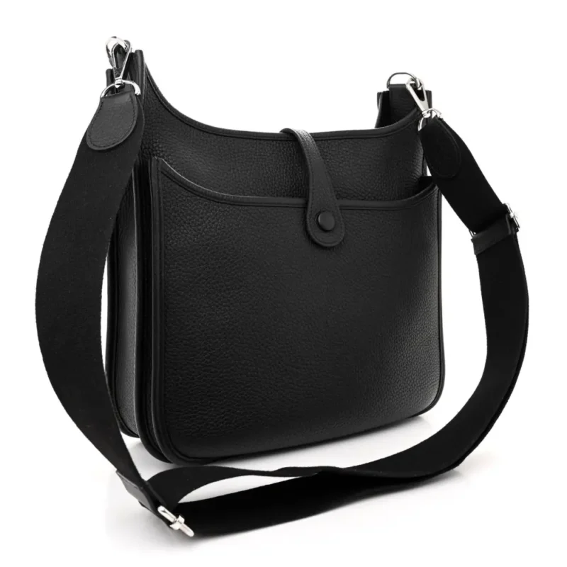 HERM??S EVELYNE III PM BLACK TAURILLON CLEMENCE LEATHER PALLADIUM SILVER HARDWARE - Image 3